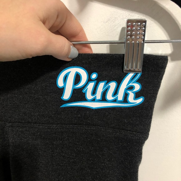 PINK cotton yoga leggings -  w pink logo trim - Picture 5 of 11